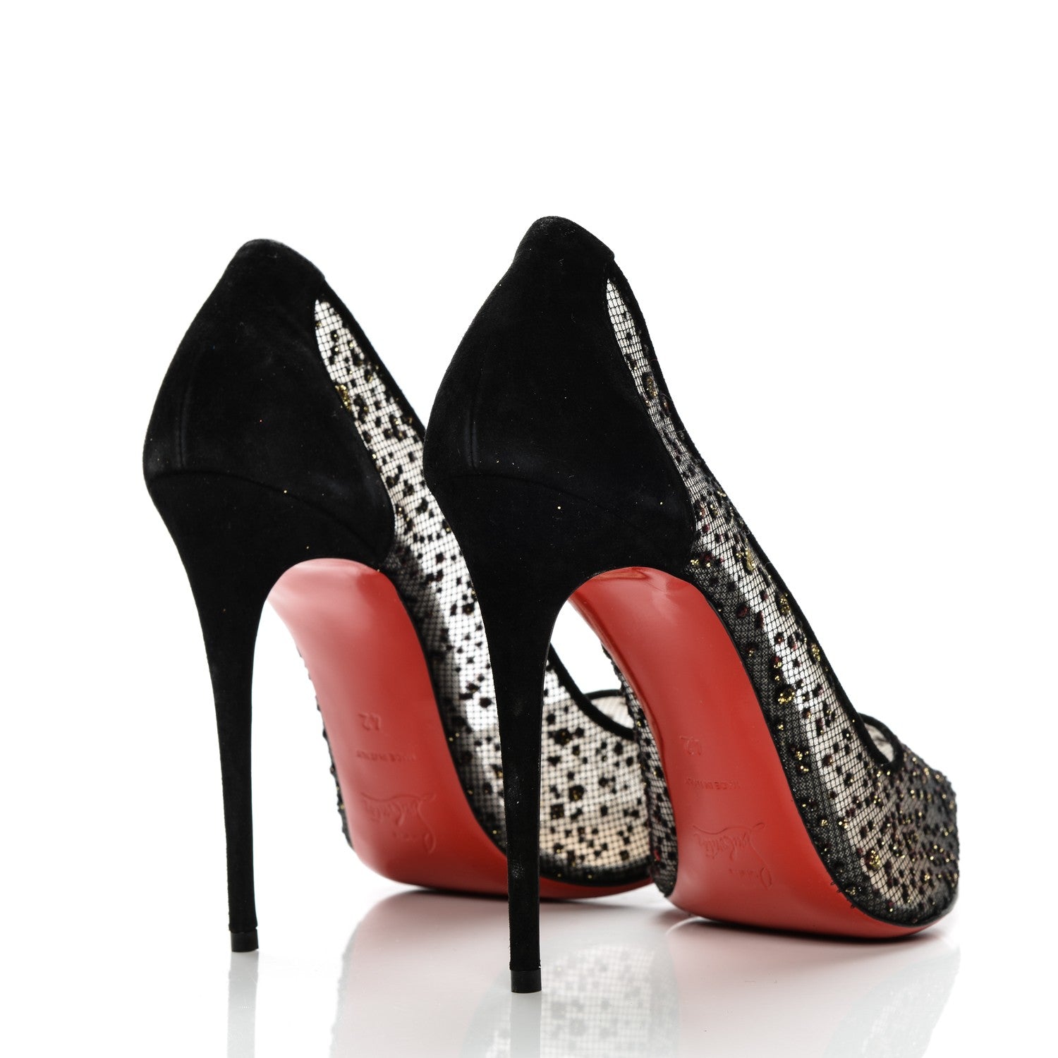 Christian Louboutin Tulle Glitter Follies Lace 100 Pumps 42 Black 4 of 8