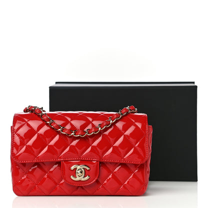 Chanel Patent Calfskin Quilted Mini Rectangular Flap Red 12 of 12