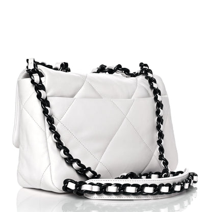 Chanel Glossy Calfskin Quilted Medium Chanel 19 Flap White Black 2 of 9