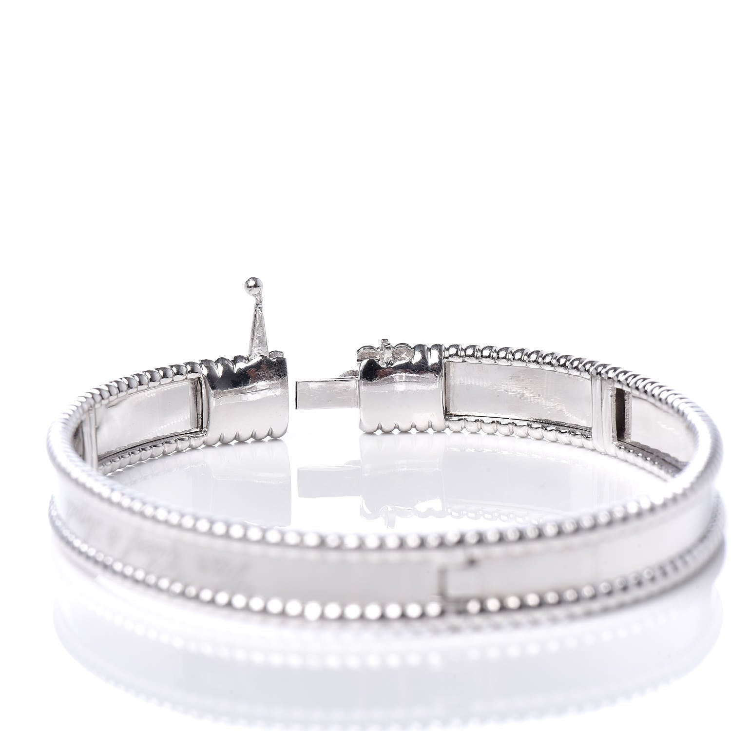 Van Cleef & Arpels 18K White Gold Perlee Signature Bangle Bracelet M 5 of 6