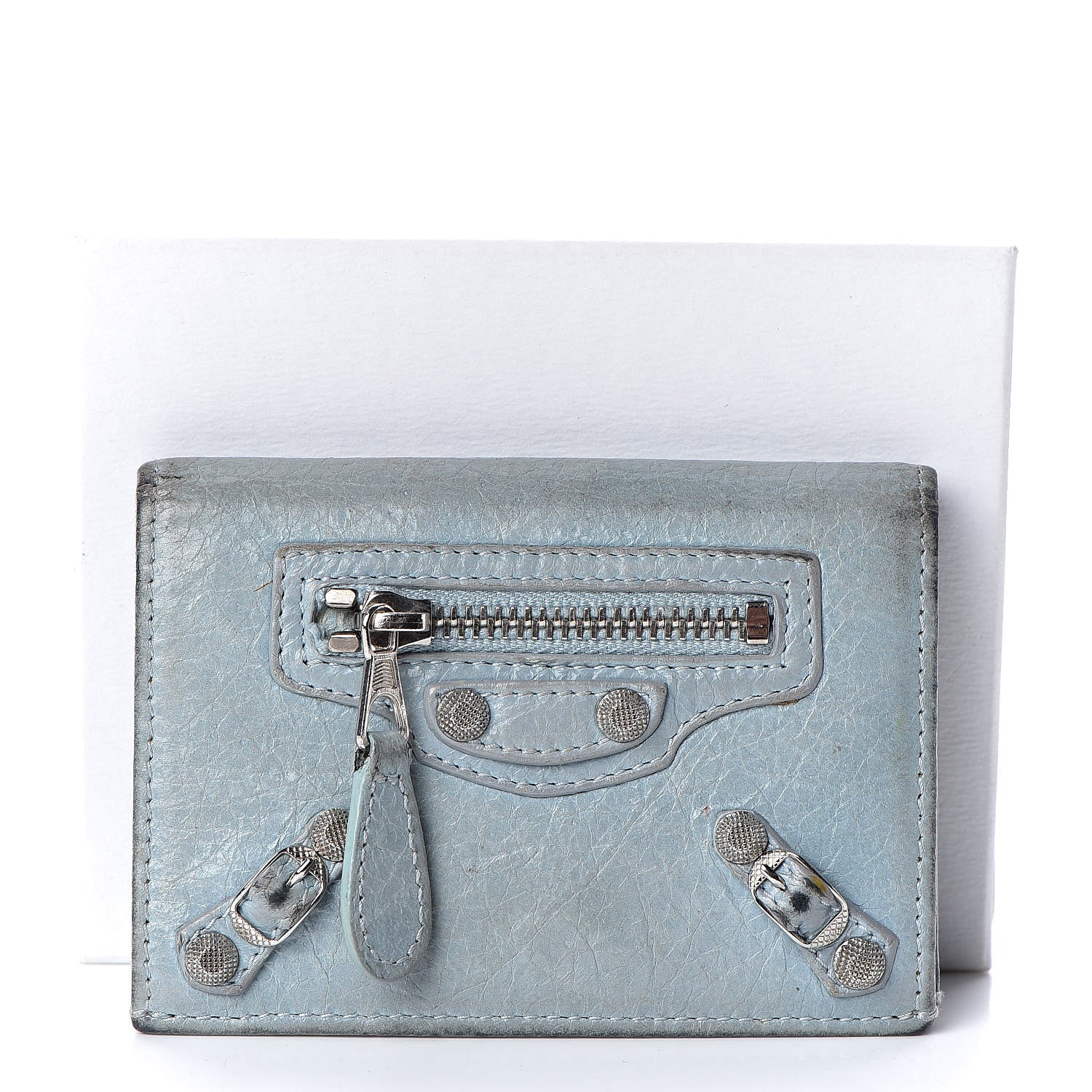 Balenciaga Agneau Giant 12 Silver Hardware Card Case Bleu Opaline 11 of 11