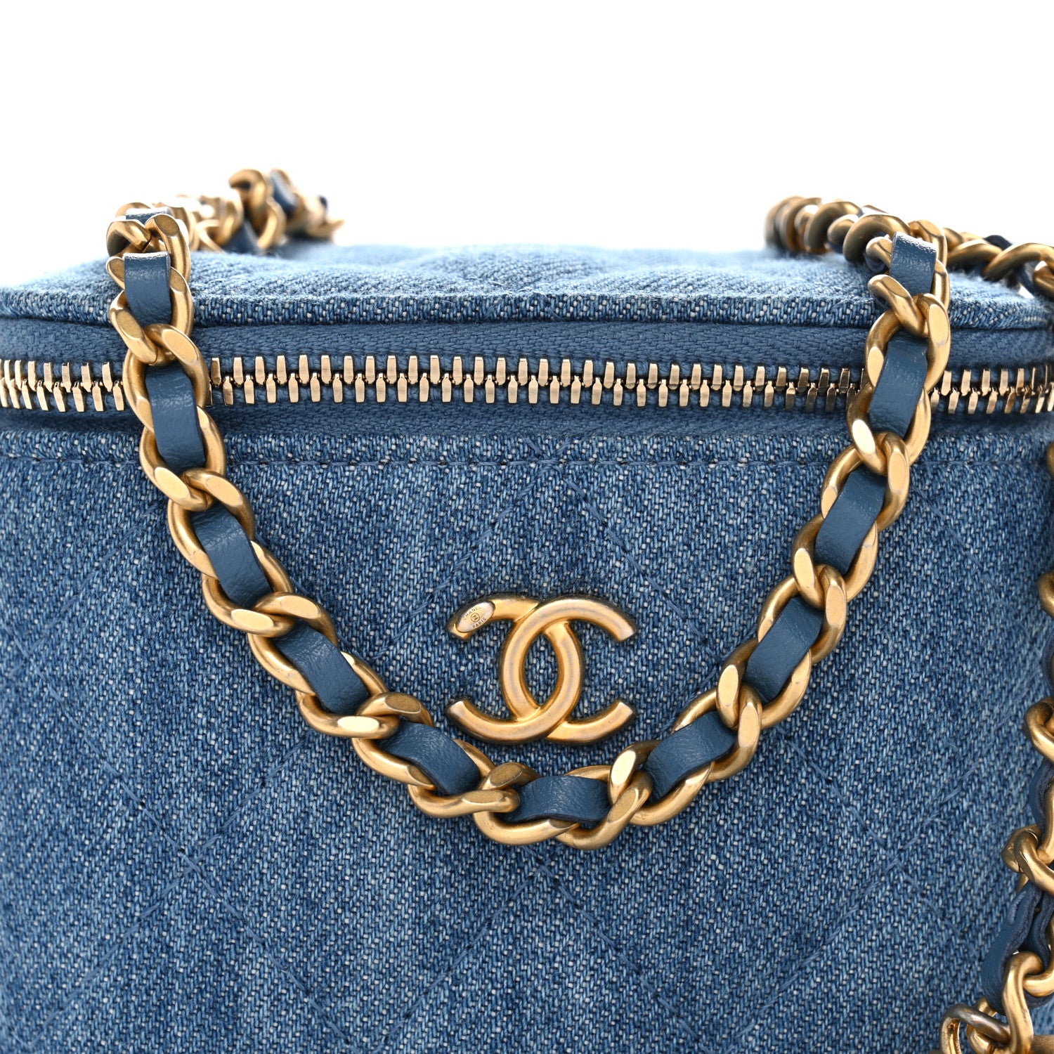 Chanel Denim Quilted Mini Pearl Crush Vanity Case With Chain 8 of 10