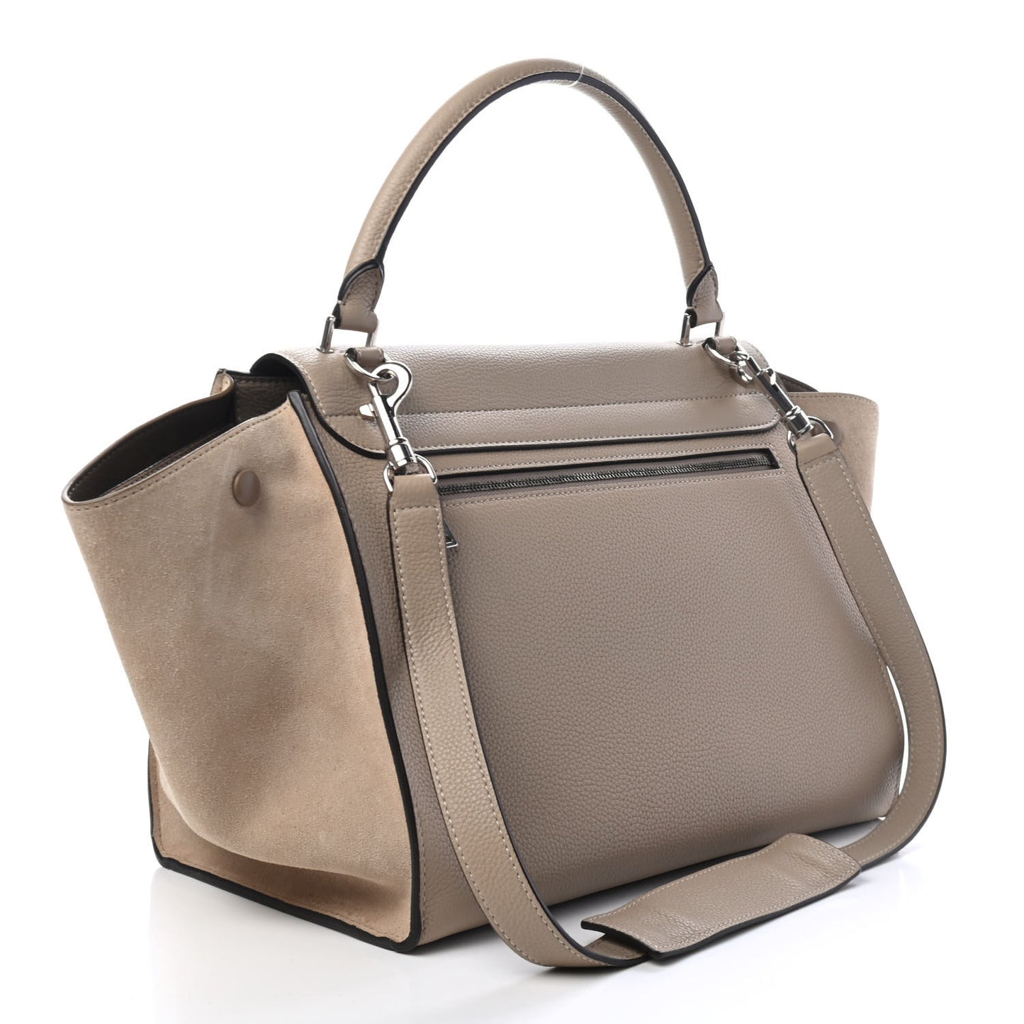 Drummed Calfskin Suede Medium Trapeze Dune