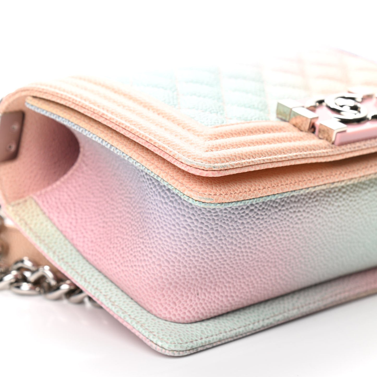 Caviar Quilted Small Rainbow Boy Flap Multicolor