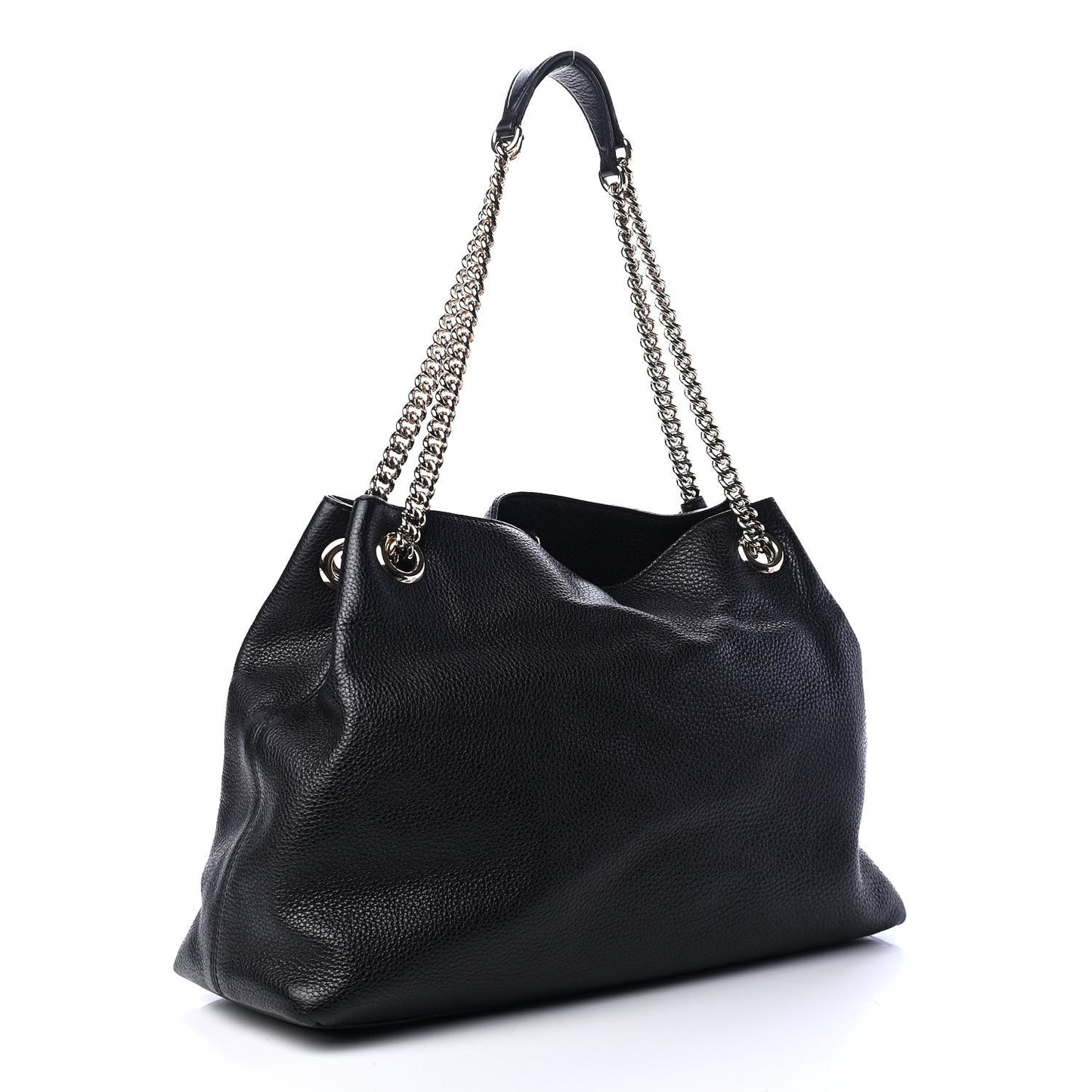 Pebbled Calfskin Medium Soho Chain Shoulder Bag Black
