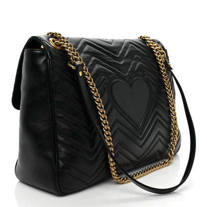 Gucci Calfskin Matelasse Large GG Marmont Shoulder Bag Black 3 of 11