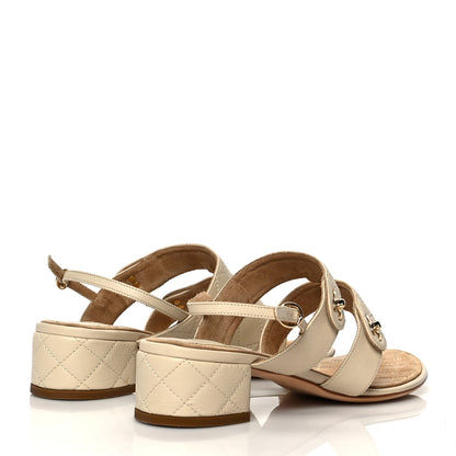 Chanel Calfskin Quilted CC Turnlock Sandals 40 Dark White 4 of 7