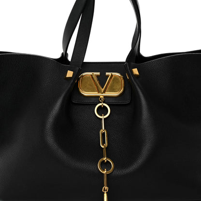 Valentino Garavani Grainy Calfskin Medium VLogo Escape Shopper Black 8 of 10