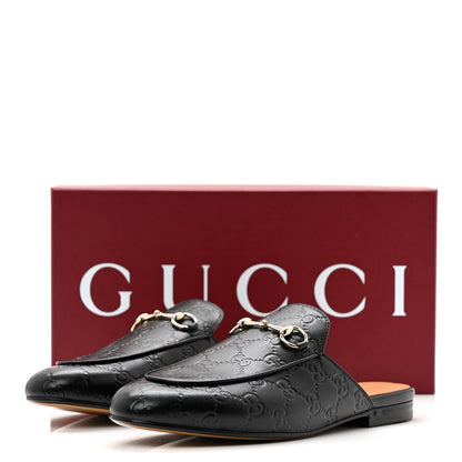 Gucci Glamour Calfskin Guccissima Womens Princetown Slippers 38.5 Black 10 of 10