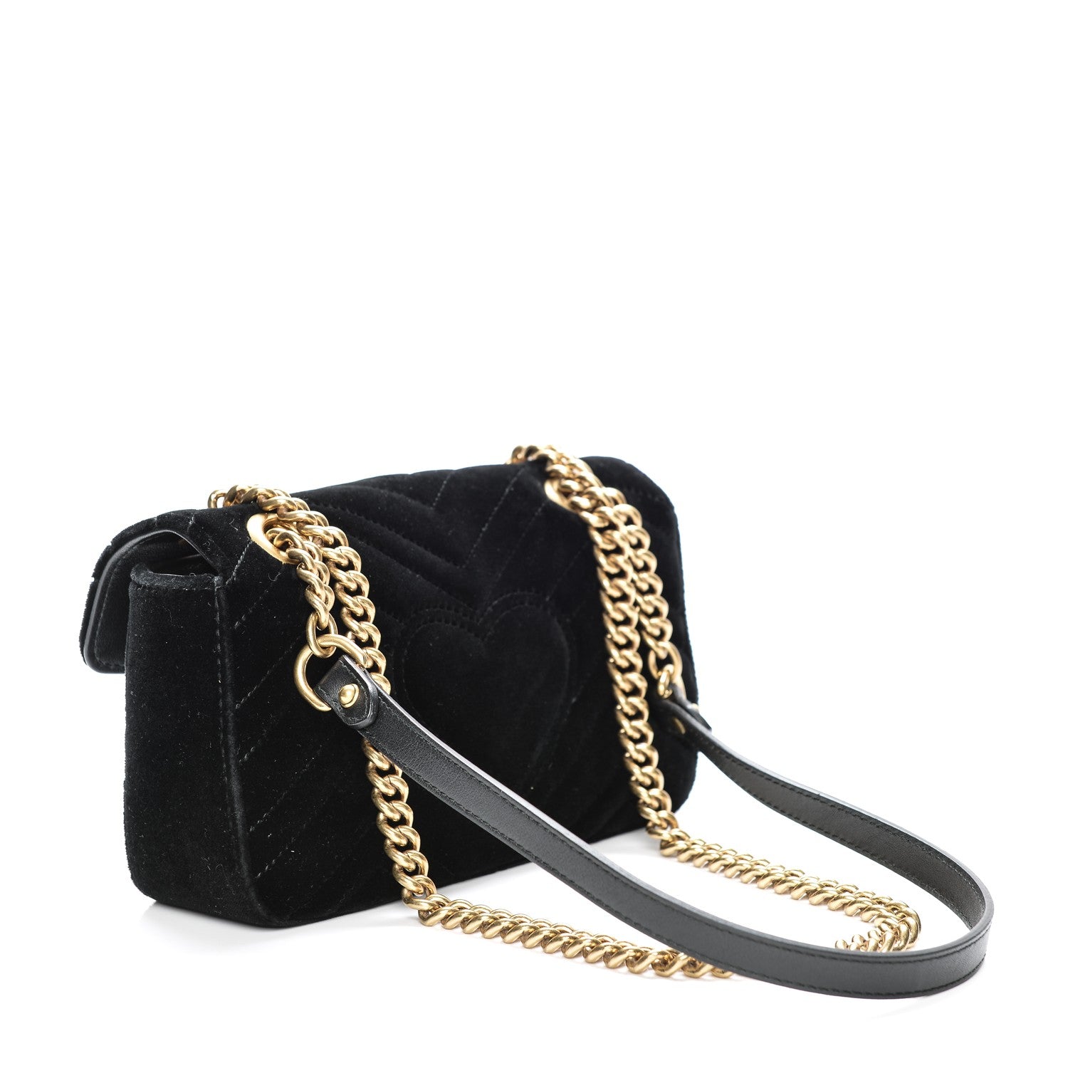 Gucci Velvet Matelasse Mini GG Marmont Shoulder Bag Black 4 of 7