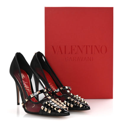 Valentino Garavani Mesh Patent Rockstud Alcove 100mm Pumps 38 Black 9 of 9