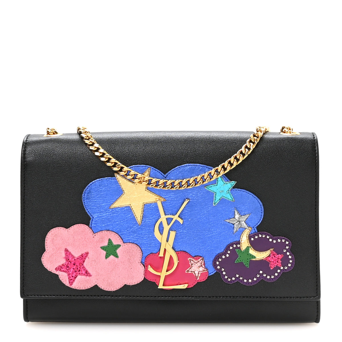 Saint Laurent Lambskin Medium Cloud Star Monogram Kate Satchel Black 1 of 10