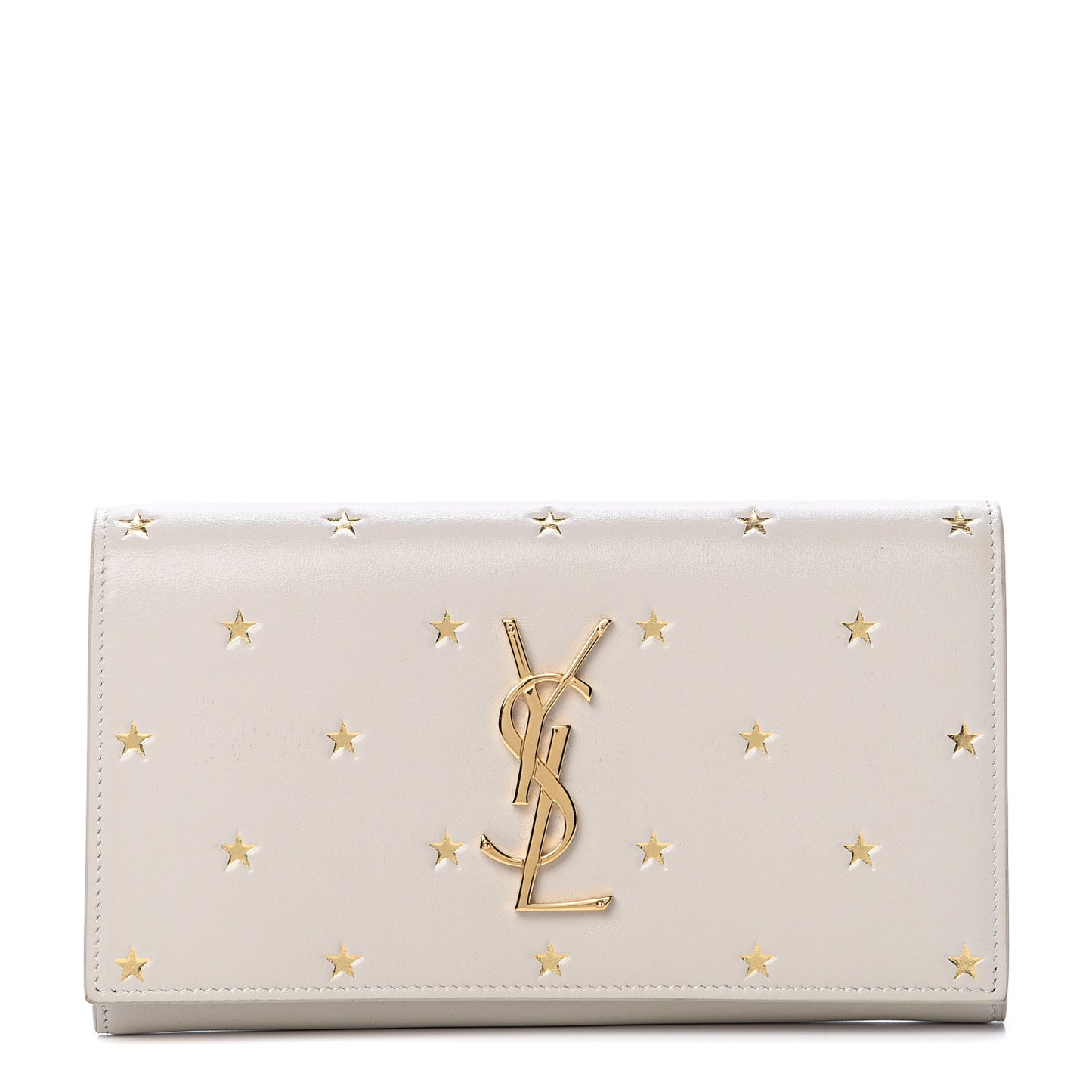 Calfskin Star Print Classic Monogram Cassandre Wallet White