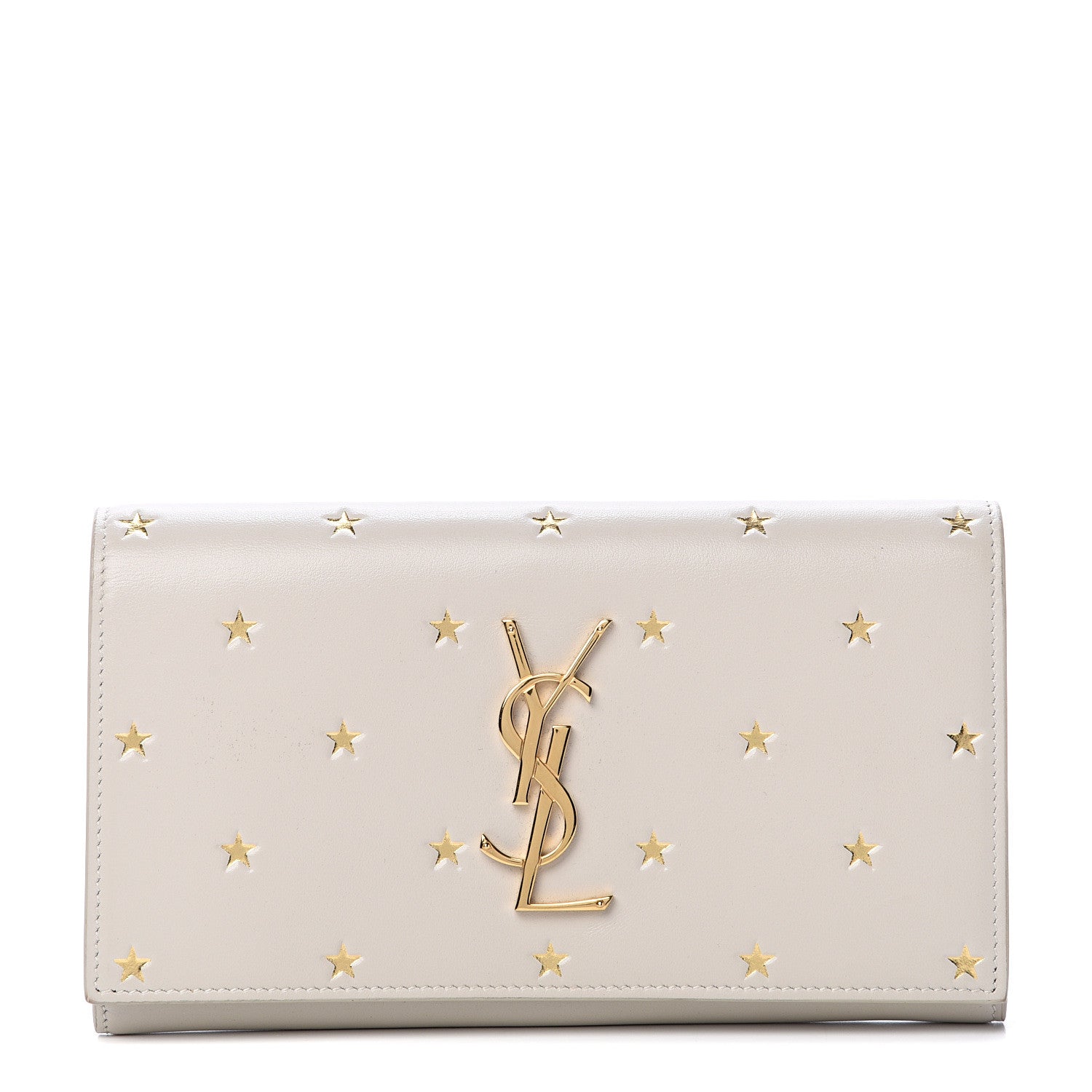 Saint Laurent Calfskin Star Print Classic Monogram Cassandre Wallet White 1 of 9