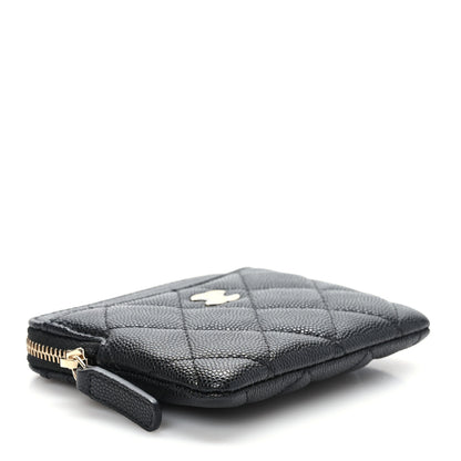 Chanel Caviar Quilted Zip Card Holder Wallet Black 4 of 7