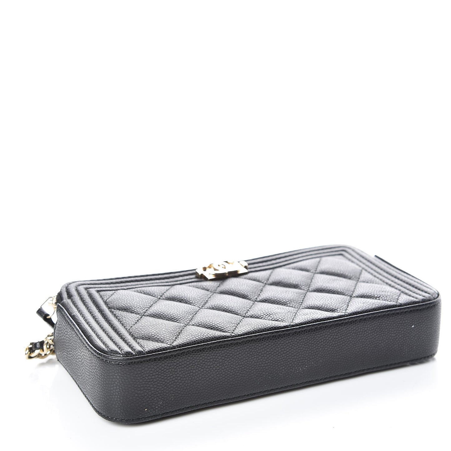 Caviar Quilted Small Boy Clutch With Chain Black
