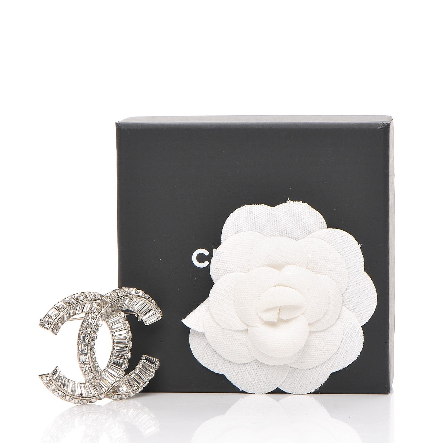 Baguette Crystal CC Brooch Silver