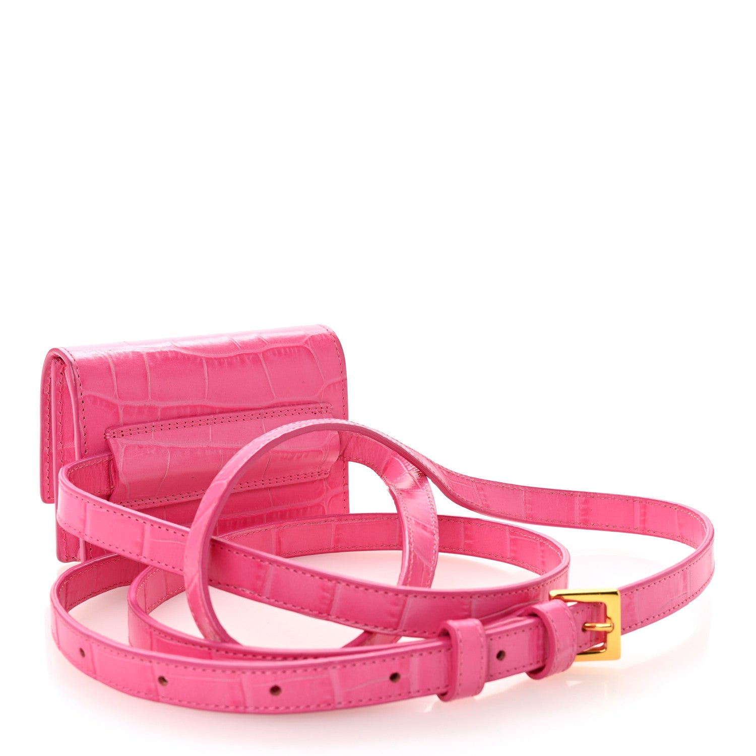 Jacquemus Calfskin Crocodile Embossed Le Ceinture Bello Belt Bag Pink 3 of 9