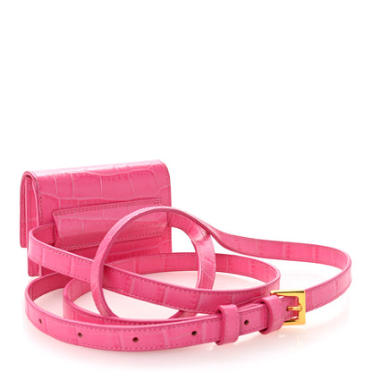 Jacquemus Calfskin Crocodile Embossed Le Ceinture Bello Belt Bag Pink 3 of 9