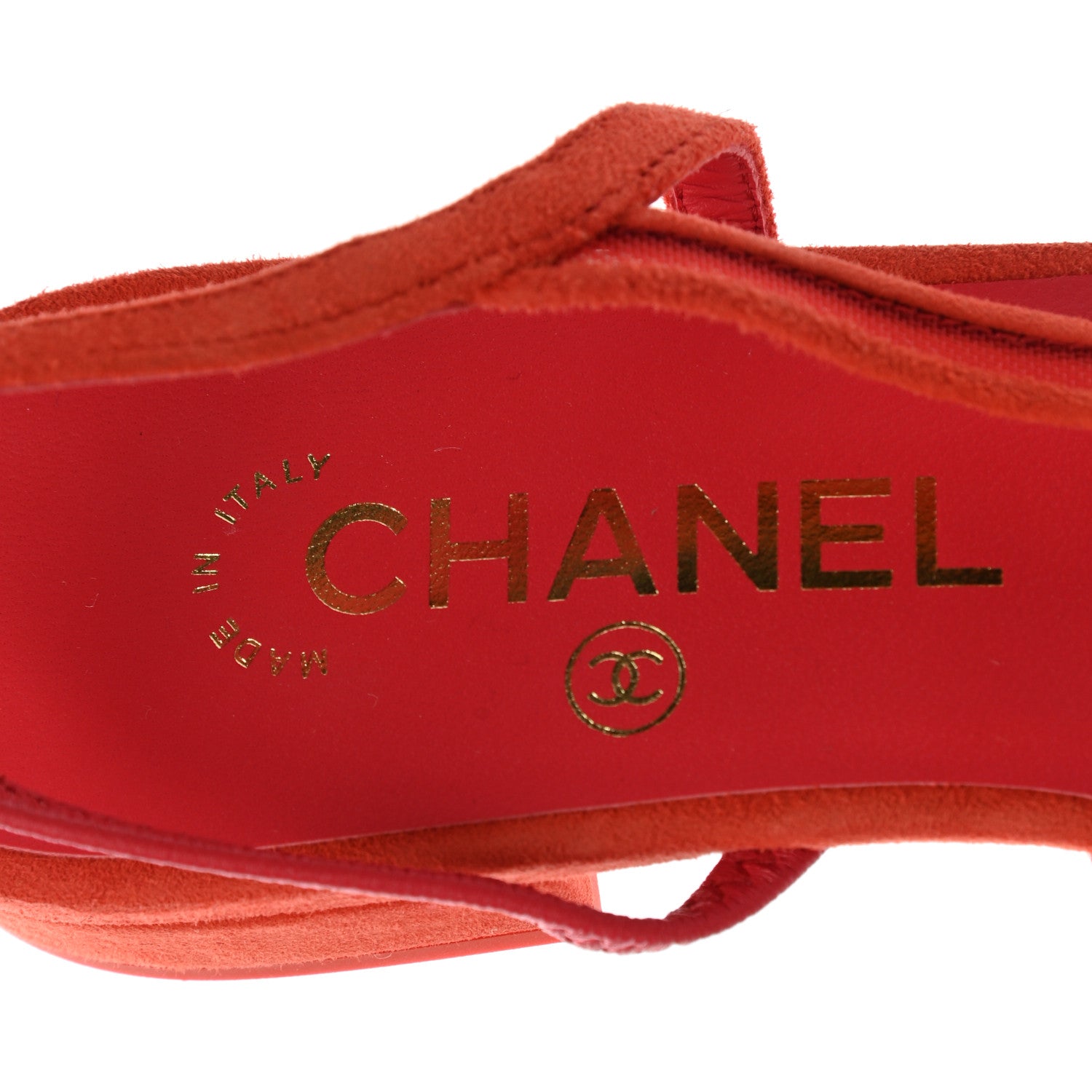 Chanel Mesh Suede Cap Toe CC Slingback Sandals 37 Orange 7 of 8