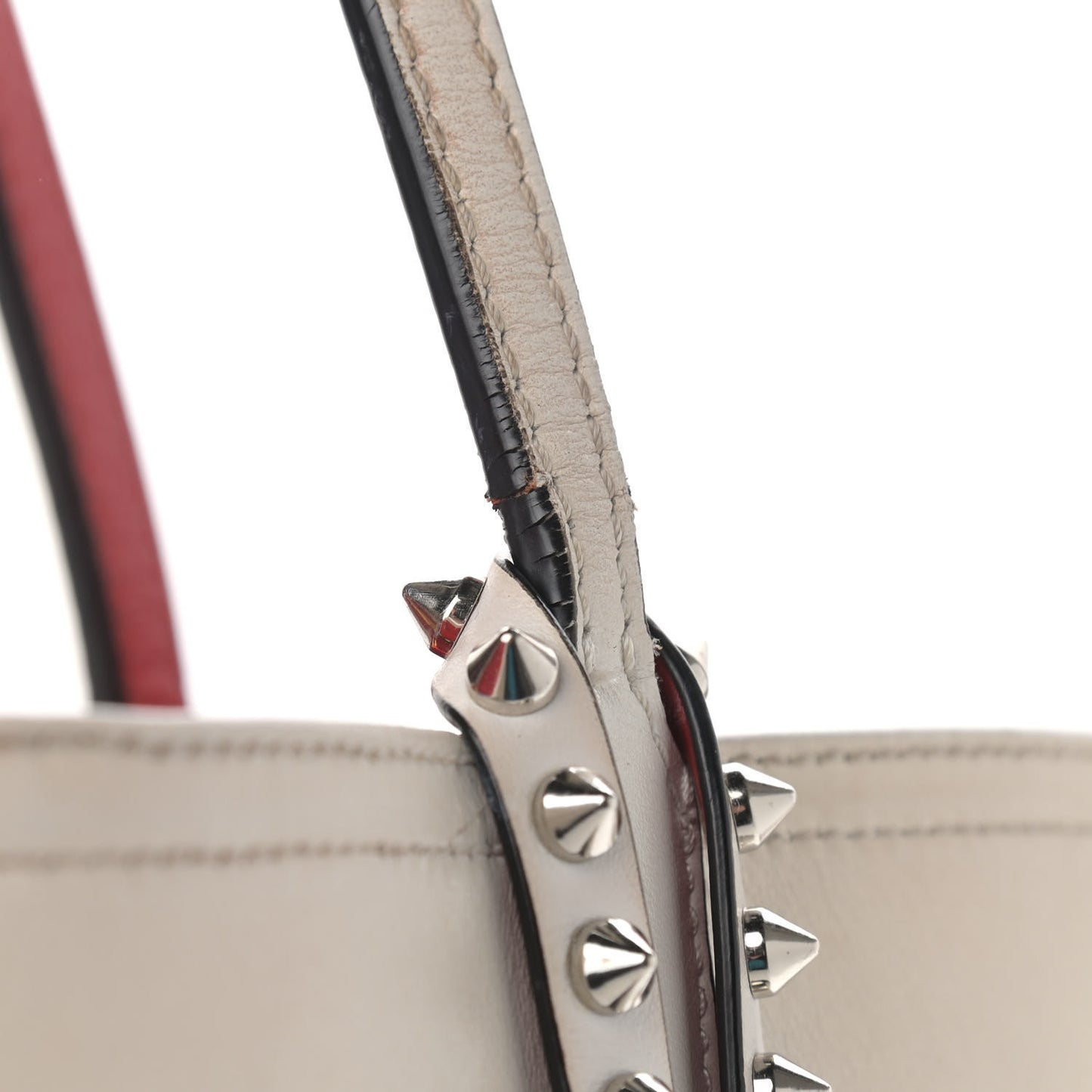 Calfskin PVC Love Spikes East West Cabata Tote Latte Multicolor
