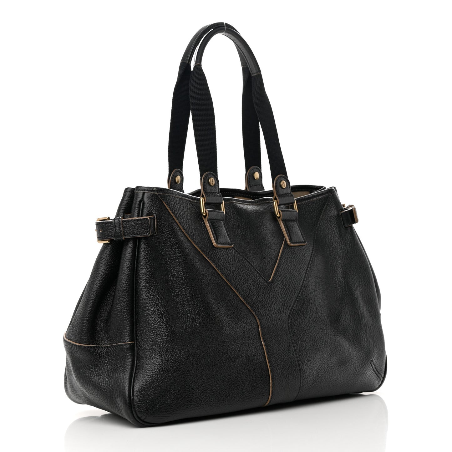 Textured Calfskin Y Bag Black