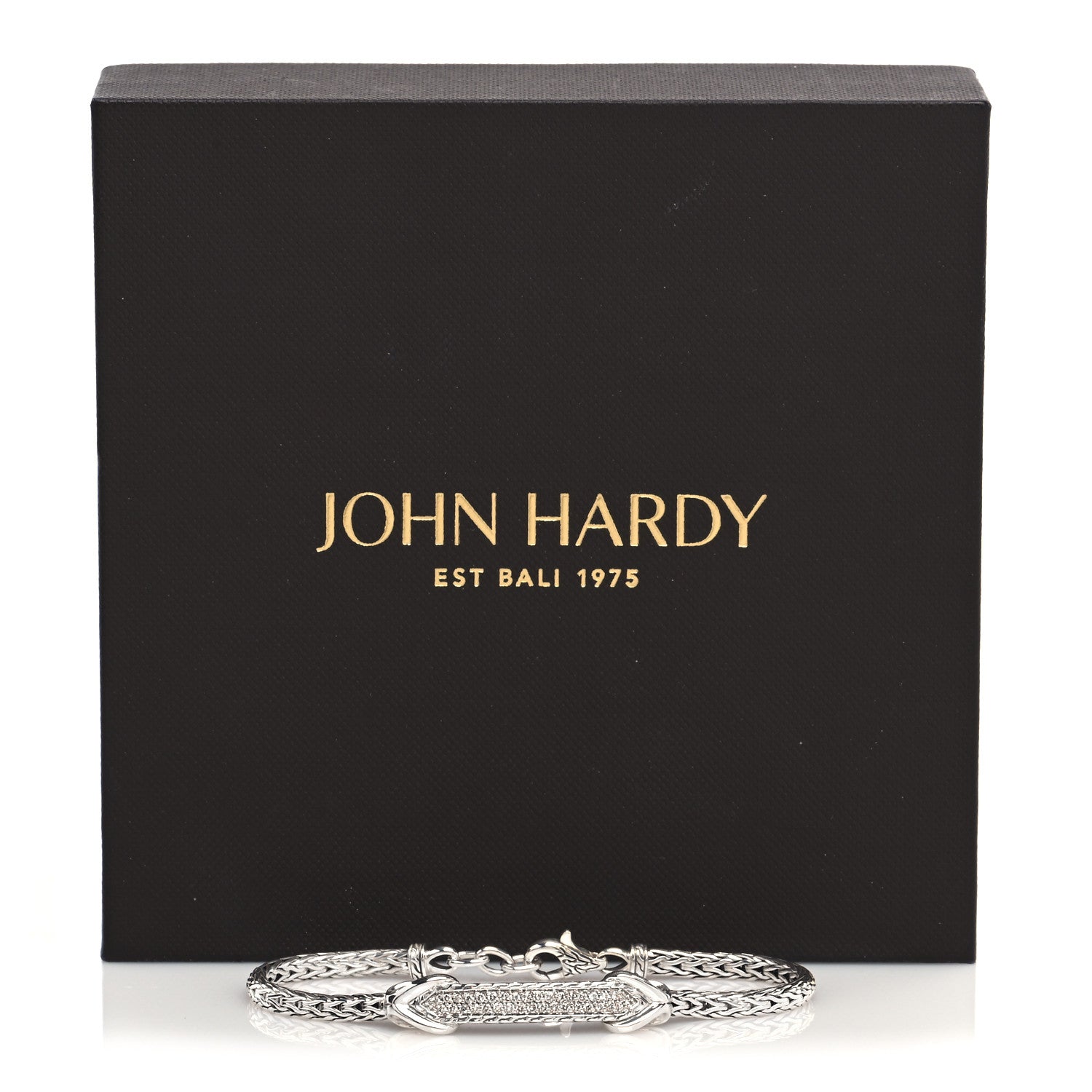 John Hardy Sterling Silver Diamond Asli Classic Chain Link ID Bracelet 5 of 5