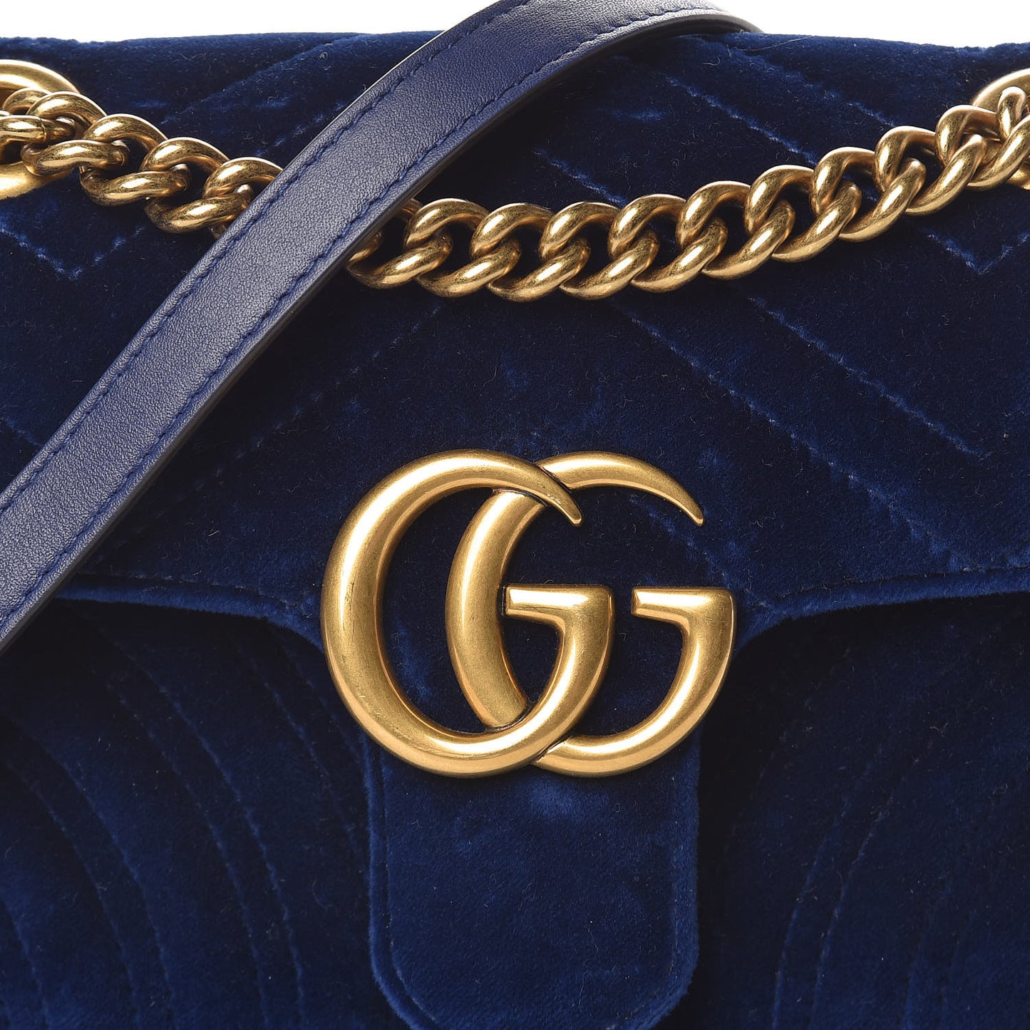 Velvet Matelasse Mini GG Marmont Shoulder Bag Cobalt Blue