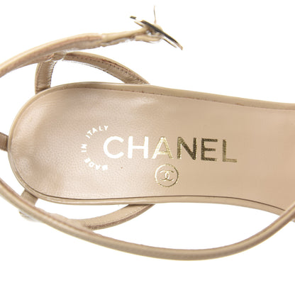 Chanel Patent Quilted Wedge Sandals 36 Beige 7 of 10