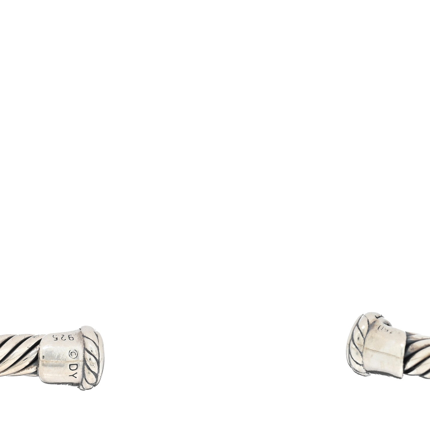 David Yurman Sterling Silver 18K Yellow Gold Graduated Pearl 4mm Cable Classics Cuff Bracelet 3 of 3
