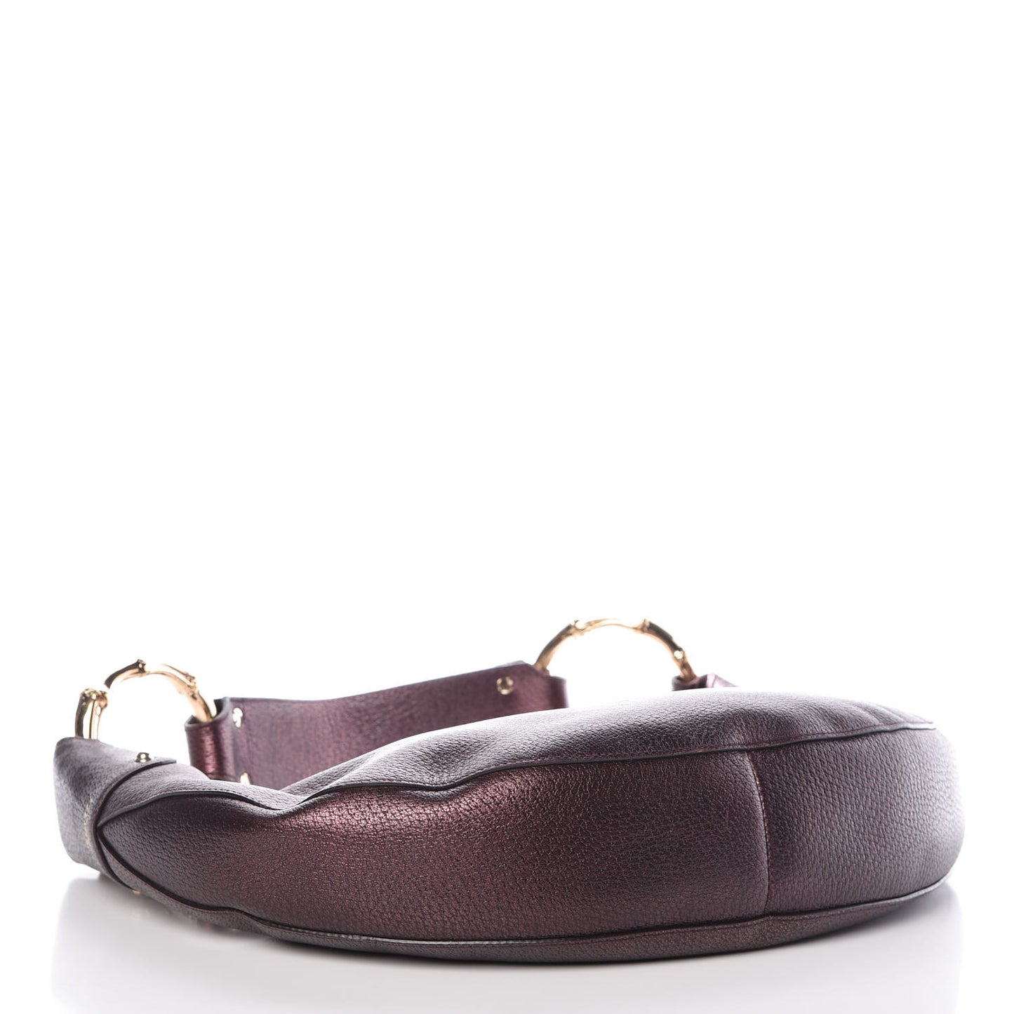 Metallic Calfskin Bamboo Ring Hobo Aubergine