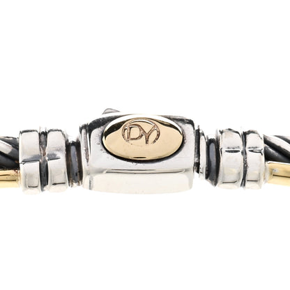 David Yurman Sterling Silver 18K Yellow Gold Crossover Cable Choker Necklace 3 of 4