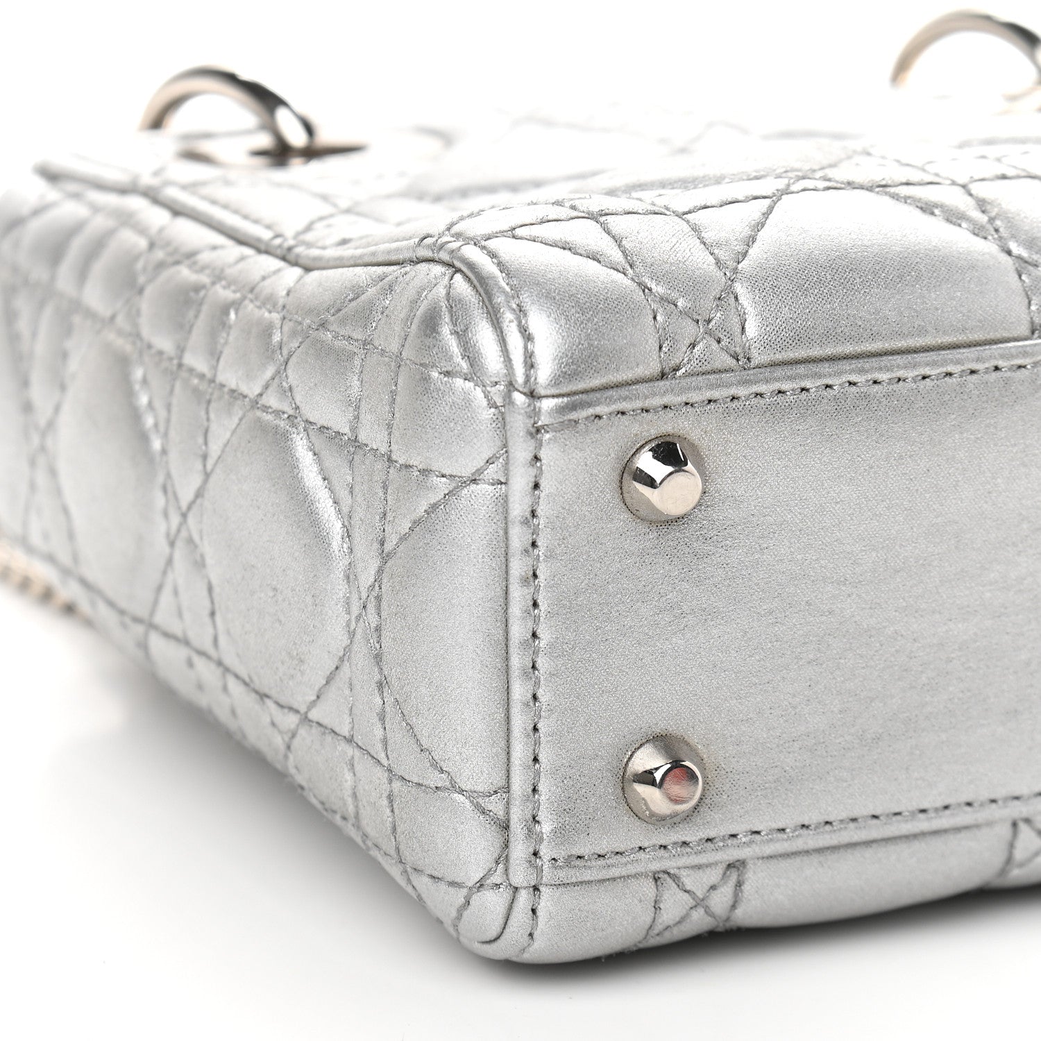 Christian Dior Metallic Lambskin Cannage Mini Lady Dior Grey 8 of 11