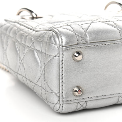 Christian Dior Metallic Lambskin Cannage Mini Lady Dior Grey 8 of 11