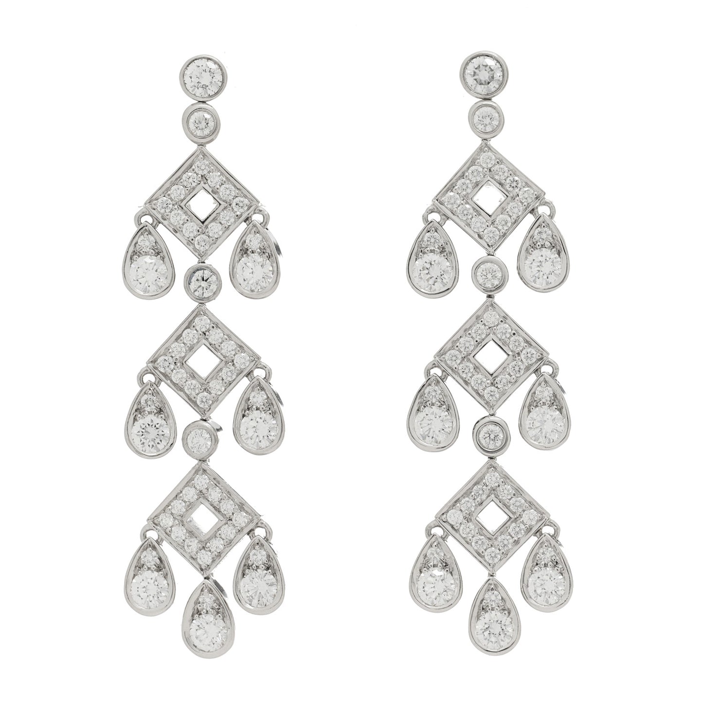 Platinum Diamond Legacy Jazz Pagoda Drop Earrings