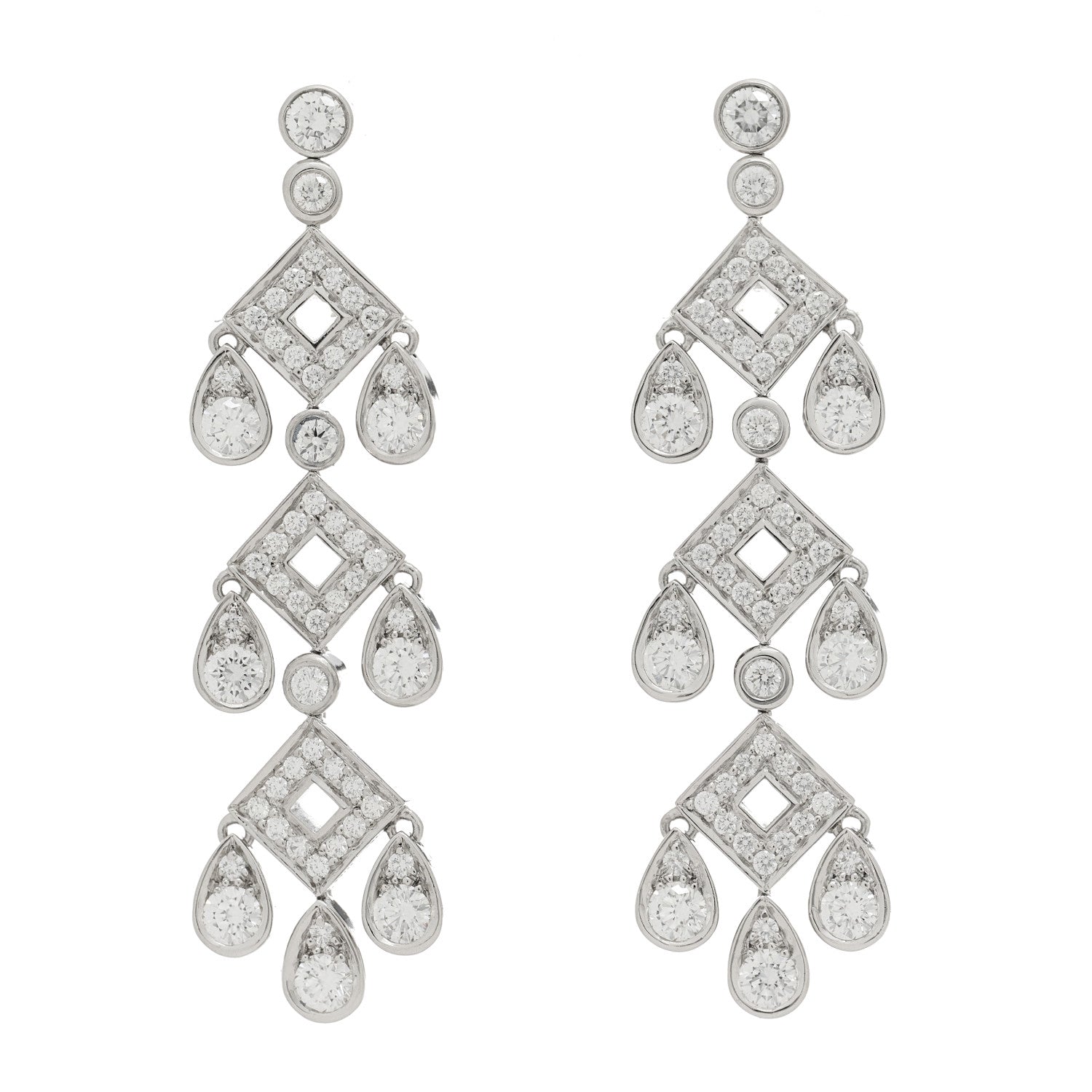 Tiffany Platinum Diamond Legacy Jazz Pagoda Drop Earrings 1 of 5