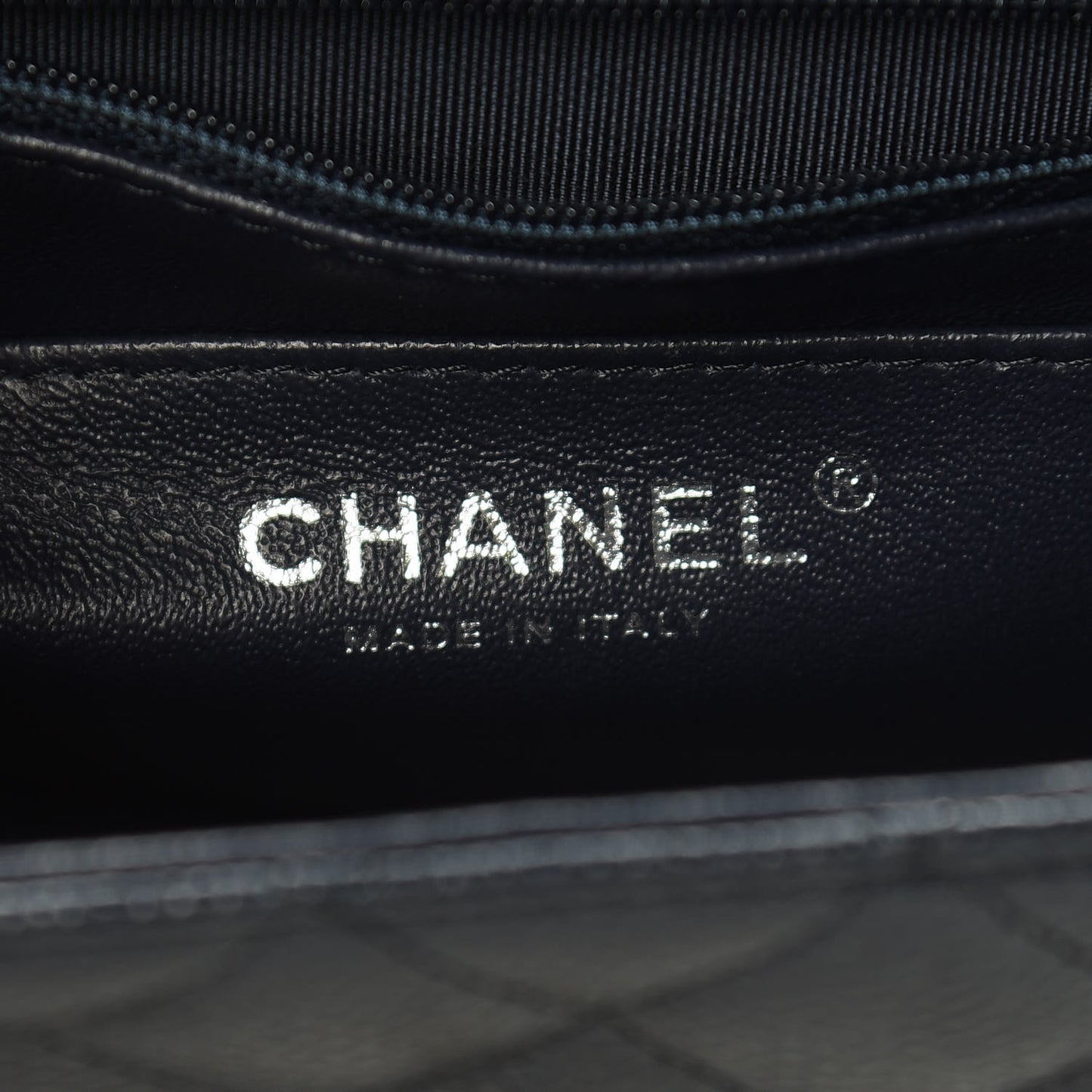 Iridescent Caviar Quilted Mini Rectangular Flap Navy Blue
