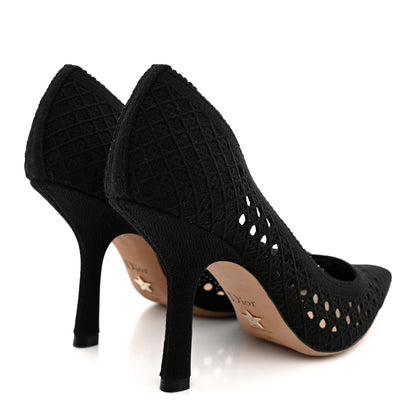 Christian Dior Mesh Cotton Cannage Dior Capture 100mm Pumps 36 Black 5 of 10