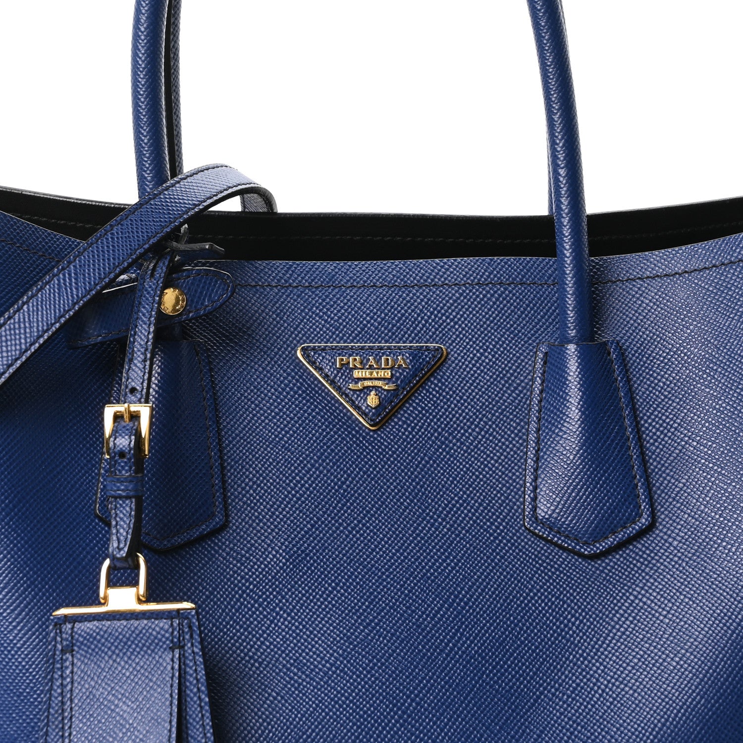 Prada Saffiano Cuir Large Double Bag Inchiostro 7 of 9