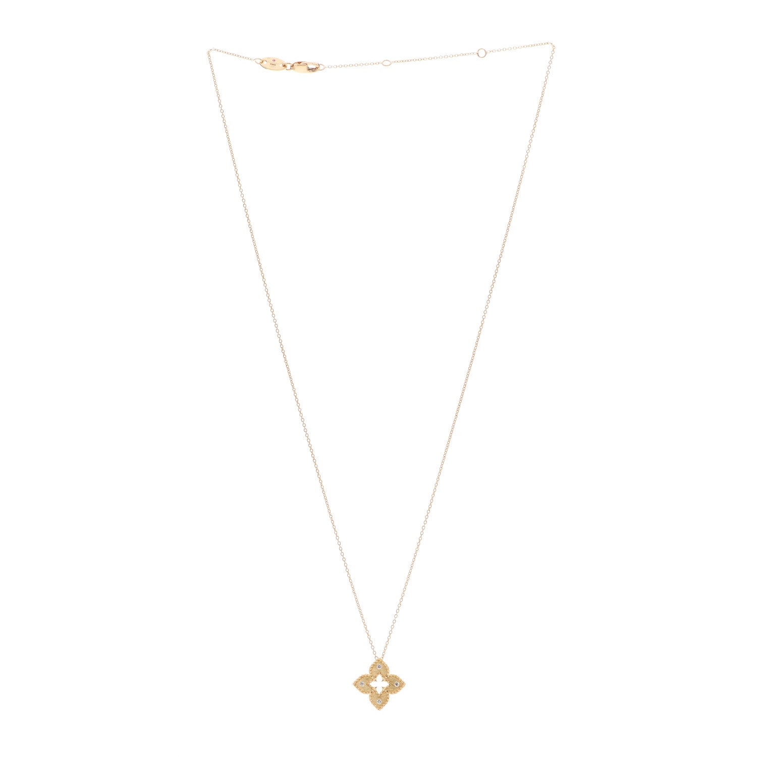 Roberto Coin 18K Yellow Gold Diamond Extra Small Petite Venetian Princess Flower Pendant Necklace 3 of 4