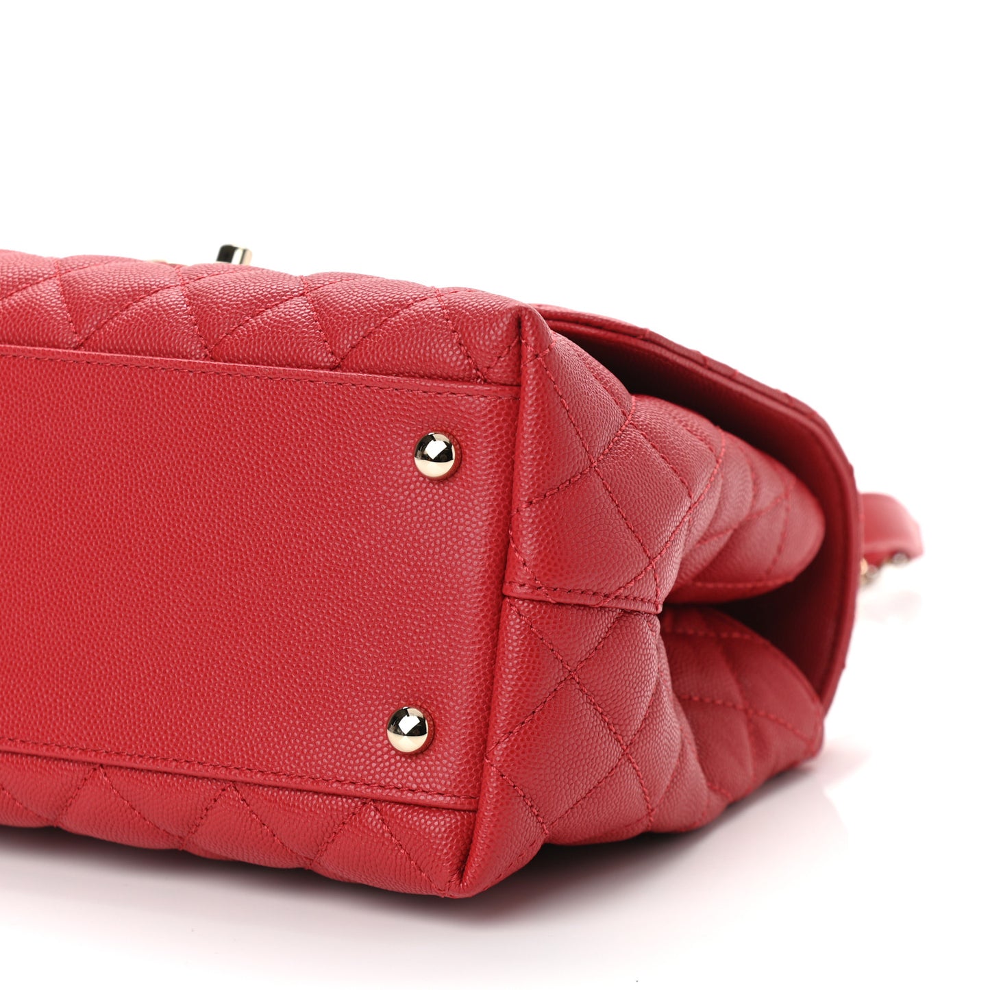 Caviar Lizard Embossed Quilted Small Coco Handle Flap Red