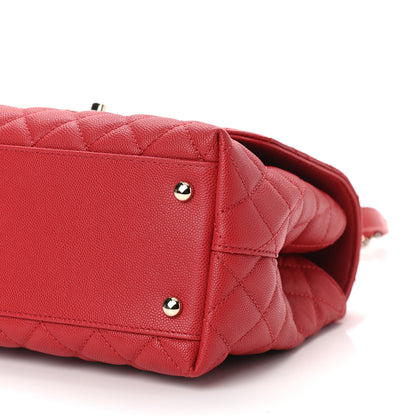 Chanel Caviar Lizard Embossed Quilted Small Coco Handle Flap Red 9 of 10