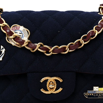 Chanel Felt Quilted Paris-Hamburg Charms Mini Rectangular Flap Black Dark Navy 8 of 10