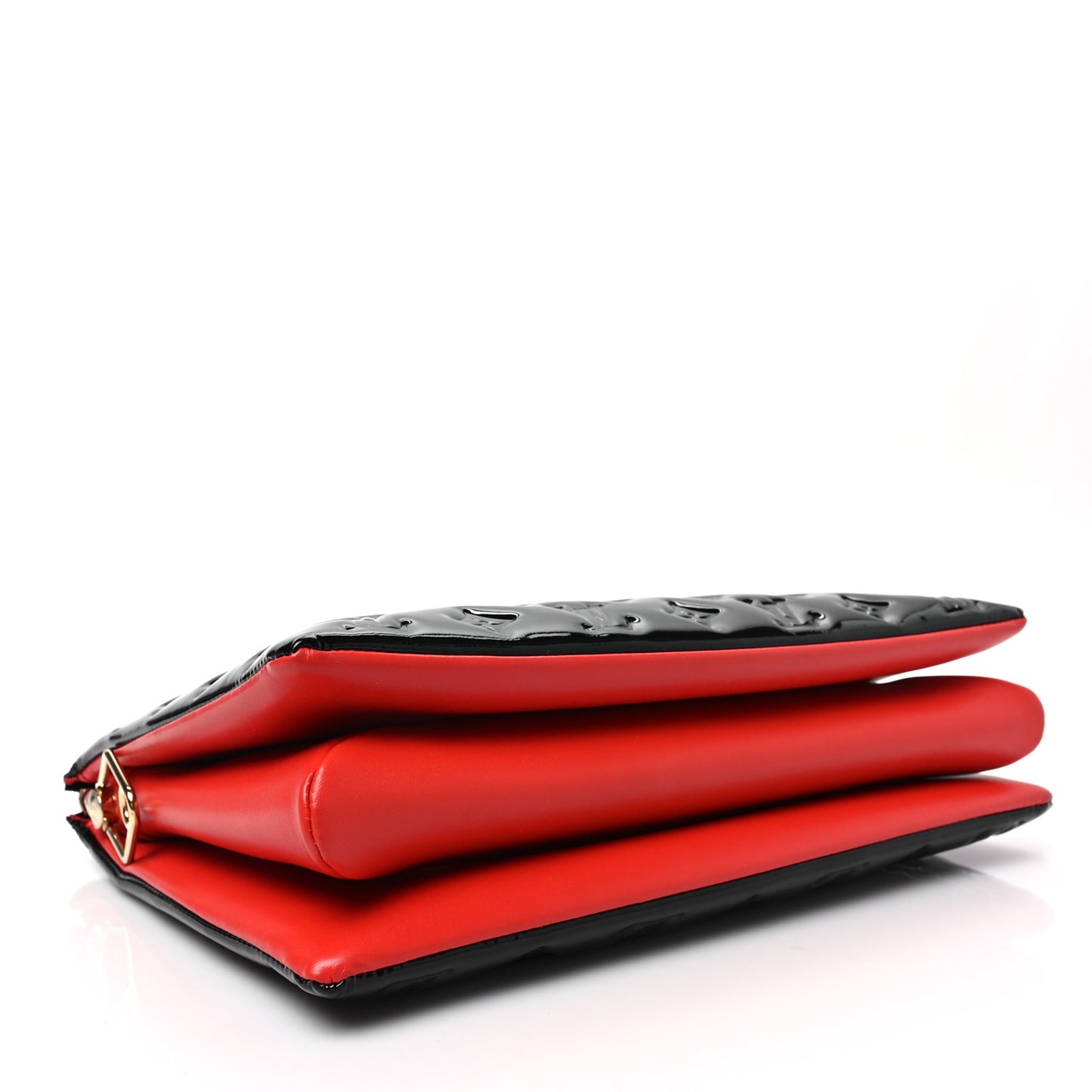 Patent Embossed Monogram Lambskin Coussin MM Black Red