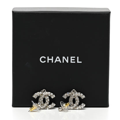 Chanel Baguette Crystal CC Drop Earrings Silver 5 of 5