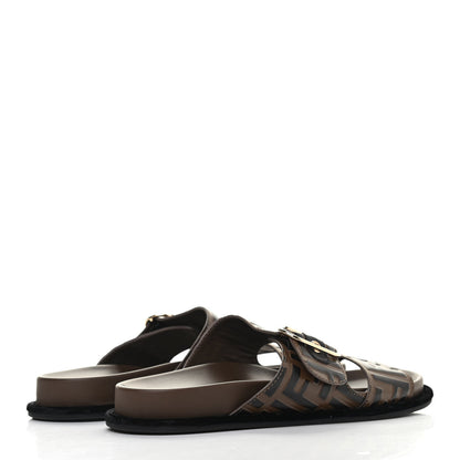 Fendi Calfskin FF Embossed Slide Sandals 39 Maya Black 3 of 4