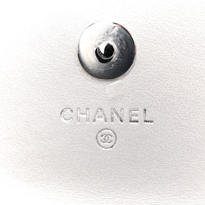 Chanel Metallic Goatskin Quilted Crystal CC Walk Of Fame Clutch With Chain Silver 7 of 13