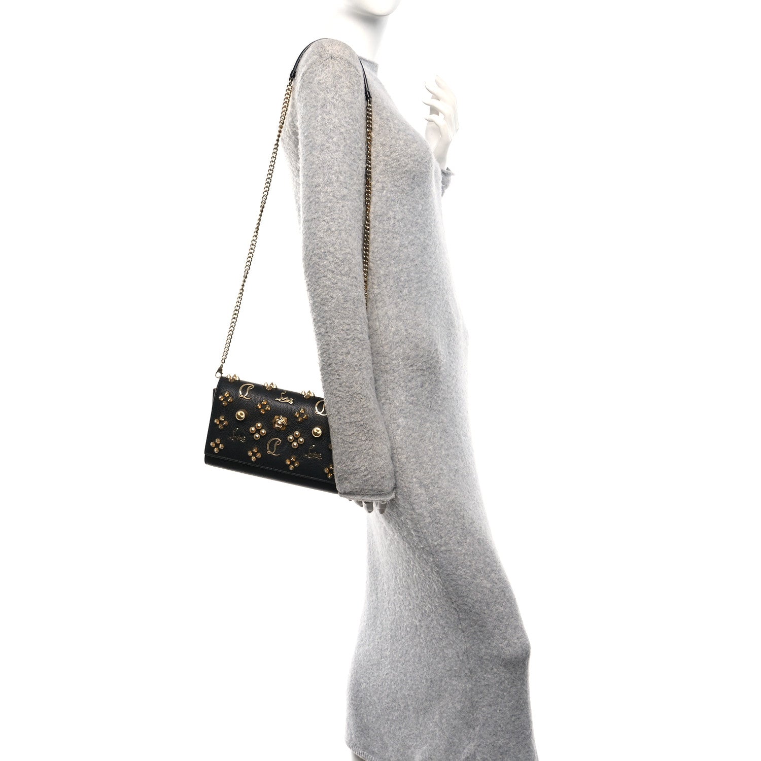 Christian Louboutin Calfskin Spikes Wallet On Chain Black 2 of 9