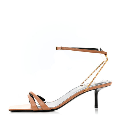 Saint Laurent Calfskin Ankle Strap Melody Sandals 38.5 Bisque 1 of 7