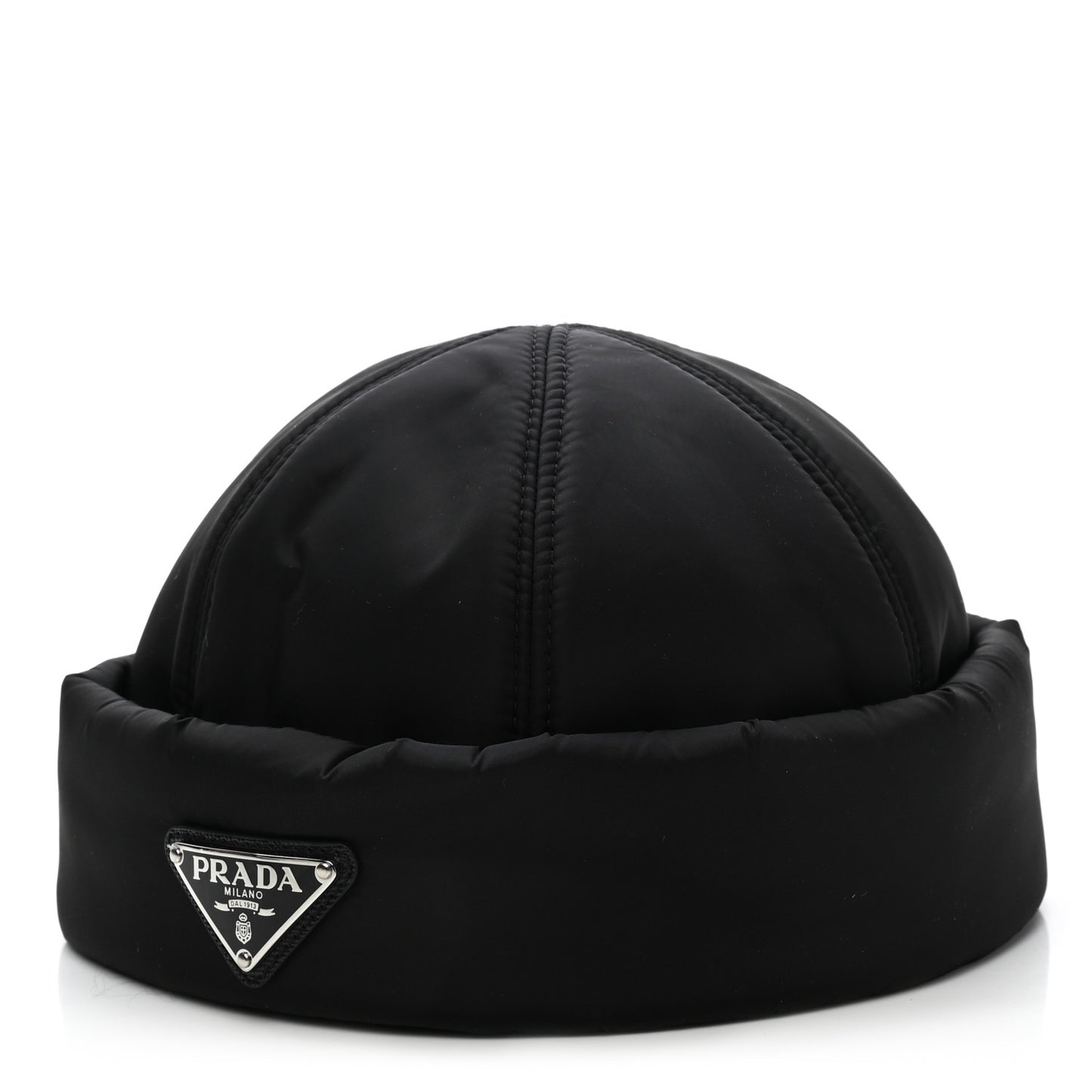 Re-Nylon Padded Metal Triangle Logo Mens Beanie S Black